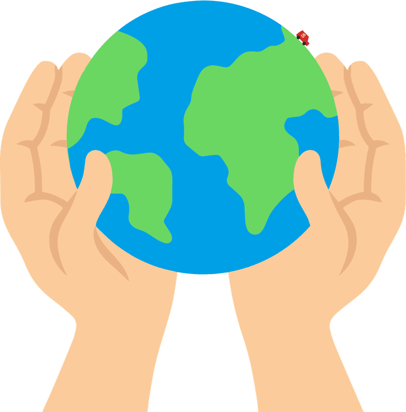 Illustrasjon som viser jordkloden som holdes av to hender